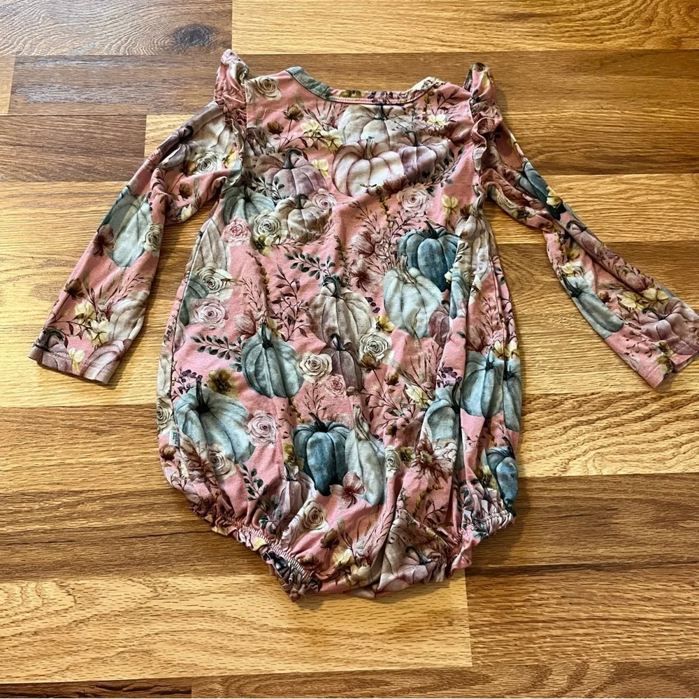 Posh Peanut Marley Floral Pumpkin Ruffled Bubble  Romper Size 18-24 Month